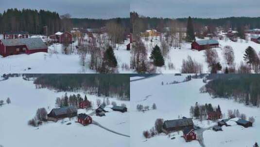 4K航拍北欧瑞典于默奥自然雪景高清在线视频素材下载
