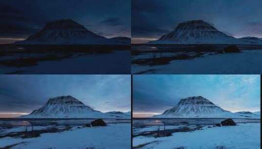 4k延时冰岛雪山从黑夜到白天高清在线视频素材下载