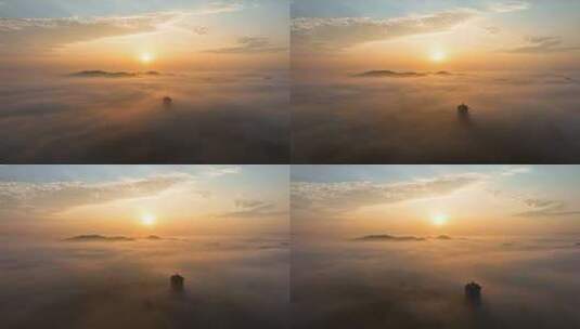 贵州中国茶海日出平流雾航拍高清在线视频素材下载