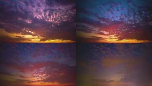 傍晚天空夕阳西下火烧云延时摄影高清在线视频素材下载