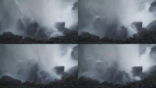 瀑布，火山岩，冰原，冬季高清在线视频素材下载