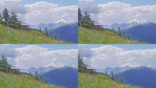 新疆北疆阿勒泰喀纳斯夏天雪山山脉自然风景高清在线视频素材下载