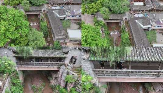 航拍云南那柯里古镇千年古桥·风雨桥高清在线视频素材下载