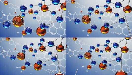 分子结构展示的3D渲染动画高清在线视频素材下载