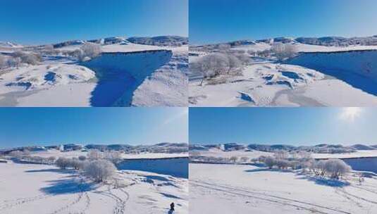 冬季乌兰布统绝美雾凇雪林雪景高清在线视频素材下载