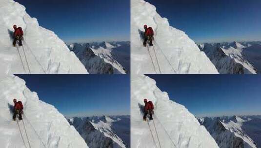 登山者攀登雪山画面高清在线视频素材下载