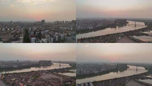 合集江西抚州日落晚霞航拍高清在线视频素材下载