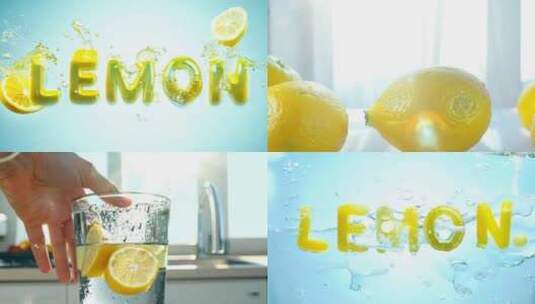 柠檬掉落组成LEMON 夏日冰爽柠檬高清在线视频素材下载