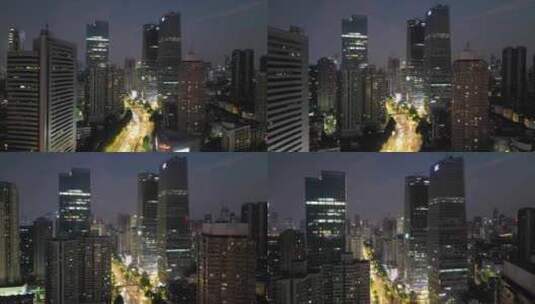 武汉夜景武汉西北湖CBD夜景航拍高清在线视频素材下载