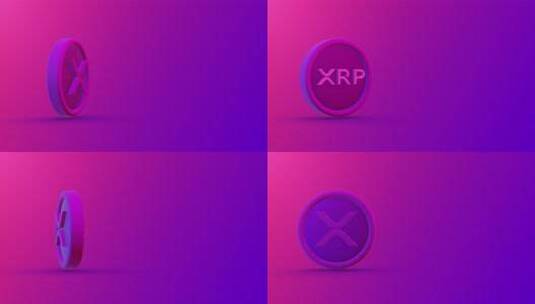 Xrp波纹旋转硬币循环背景4K高清在线视频素材下载