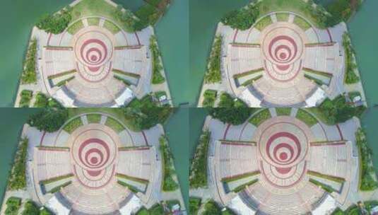 厦门筼筜湖水上广场白鹭洲公园水上广场高清在线视频素材下载