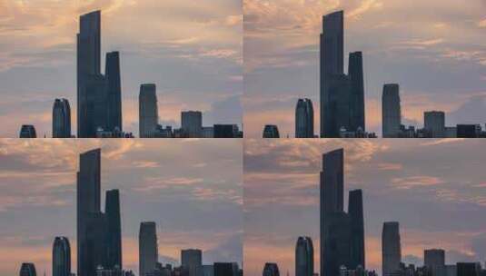 广州珠江新城cbd西塔城市建筑日落延时高清在线视频素材下载