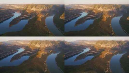 航拍山西汾河大峡谷高清在线视频素材下载