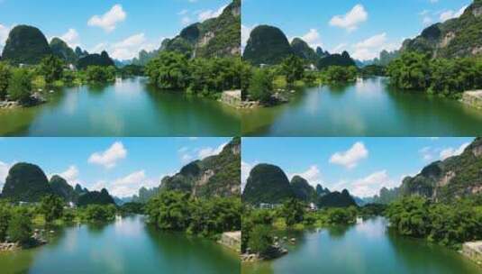 广西桂林山水十里画廊遇龙河美丽乡村高清在线视频素材下载