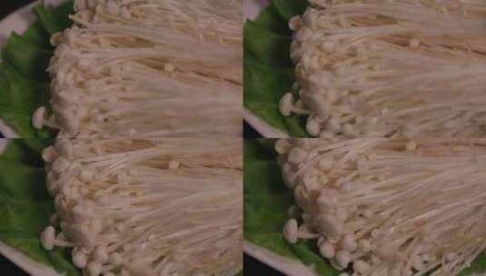 金针菇火锅蘑菇金针蘑高清在线视频素材下载