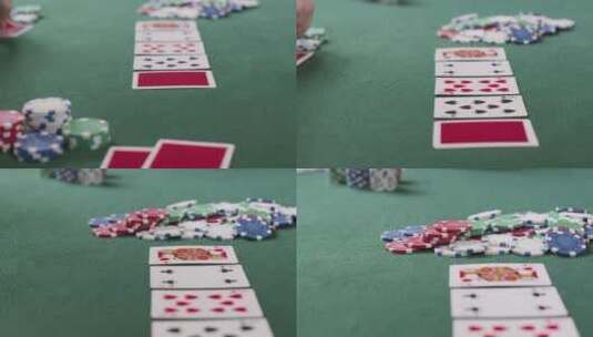 赌桌上的砝码和扑克牌高清在线视频素材下载