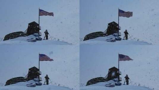 下雪边境上的美国士兵高清在线视频素材下载