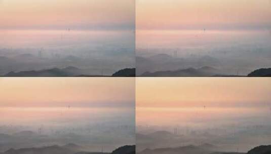 北京西山远眺CBD核心区悬日日出平流雾高清在线视频素材下载