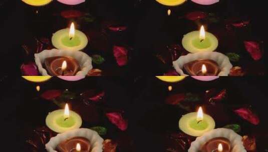 漂浮在水中的浪漫蜡烛高清在线视频素材下载