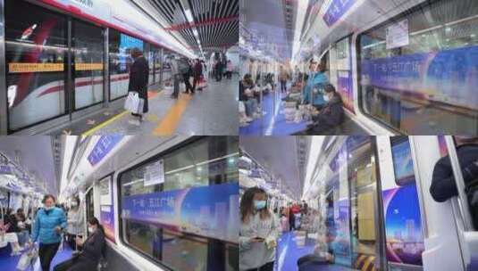 长沙五江广场地铁广告客流视频高清在线视频素材下载
