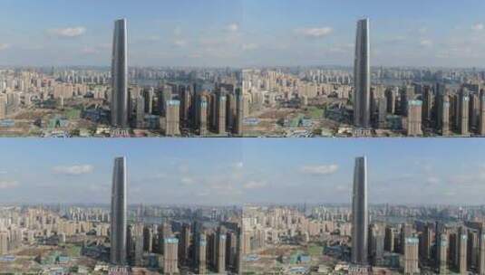 武汉绿地中心第一高楼航拍高清在线视频素材下载