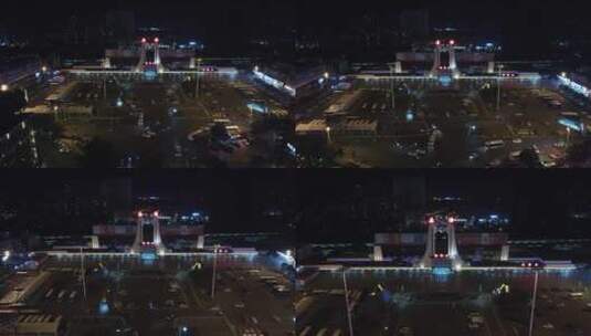 航拍湖南岳阳城市夜景高清在线视频素材下载