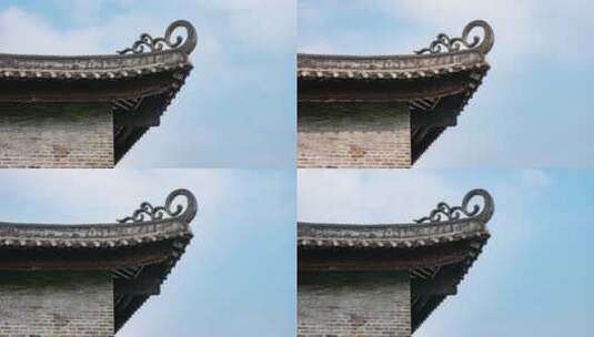 中式园林庭院古建筑飞檐翘角高清在线视频素材下载