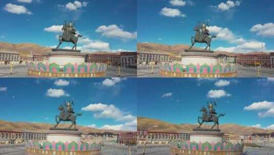 果洛州格萨尔王雕像高清在线视频素材下载