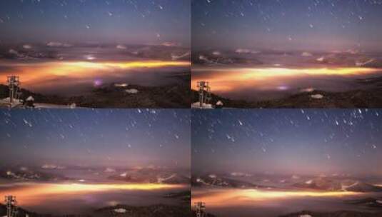 从山上看到令人印象深刻的流星雨高清在线视频素材下载