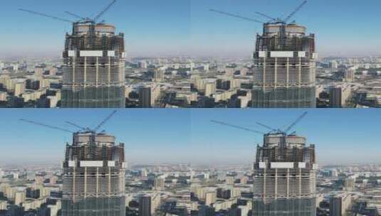 城市航拍高楼建筑施工吊塔竖屏高清在线视频素材下载