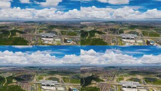 航拍台州椒江500米高空城市延时空镜高清在线视频素材下载