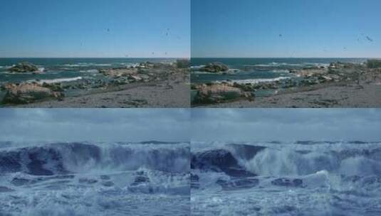 海边海水海浪浪花海岸线风景三亚海南旅游高清在线视频素材下载