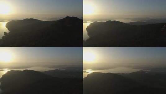 级航拍武汉东湖磨山清晨高清在线视频素材下载