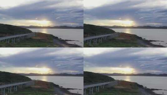 海边公路桥梁平潭最美环岛路行驶的车辆高清在线视频素材下载