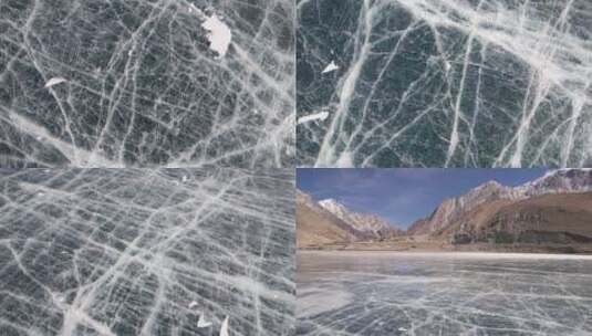 南疆 白沙山 湖 冬季 雪山 冰湖 穿越机高清在线视频素材下载