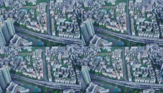 广州密集建筑与城市公路繁忙车流航拍高清在线视频素材下载