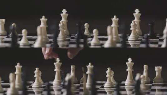 工作室拍摄国际象棋棋盘和棋子高清在线视频素材下载