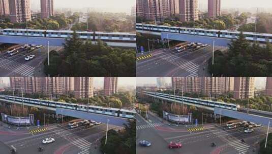 上海松江地铁9号线航拍高清在线视频素材下载