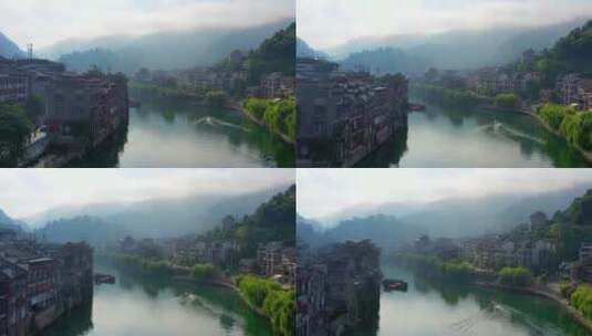 贵州镇远古镇航拍风光高清在线视频素材下载