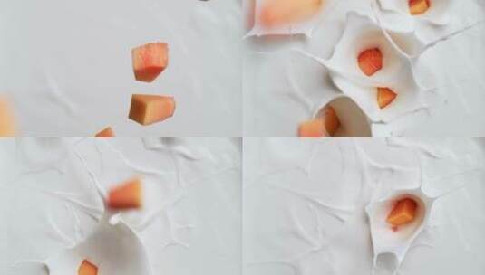 水果倒入牛奶的瞬间高清在线视频素材下载