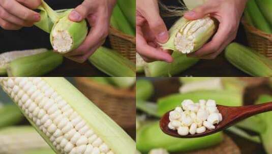 白玉米 白糯玉米 白色玉米高清在线视频素材下载
