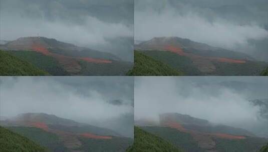 云南旅游宣传延时风光东川红土地云雾缭绕高清在线视频素材下载