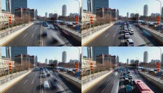 大城市的高速公路在一个阳光明媚的日子高清在线视频素材下载