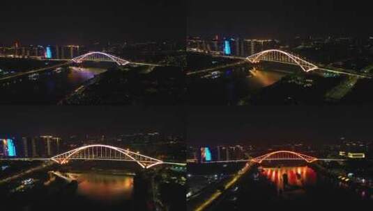 4K佛山东平大桥夜景航拍高清在线视频素材下载