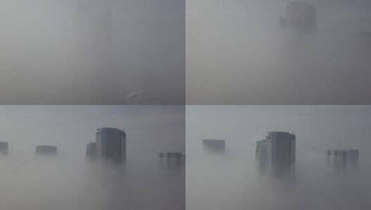 厦门会展中心航拍平流雾高清在线视频素材下载
