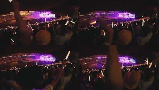 五月天鸟巢演唱会现场歌迷粉丝灯光荧光棒高清在线视频素材下载