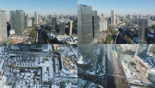 合集山东济南城市雪景4K航拍高清在线视频素材下载