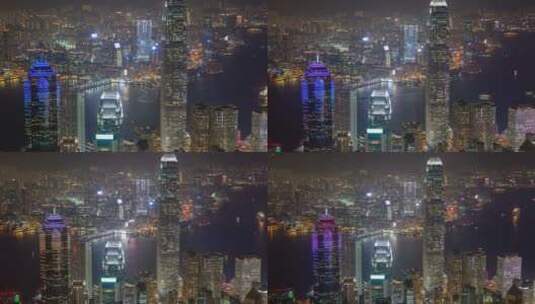 香港城市全景夜晚航拍高清在线视频素材下载