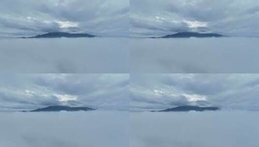 江西省九江市大雾上方的庐山航拍视频高清在线视频素材下载