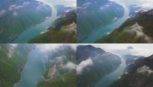 4K航拍长江三峡大好河山风景绿水青山高清在线视频素材下载
